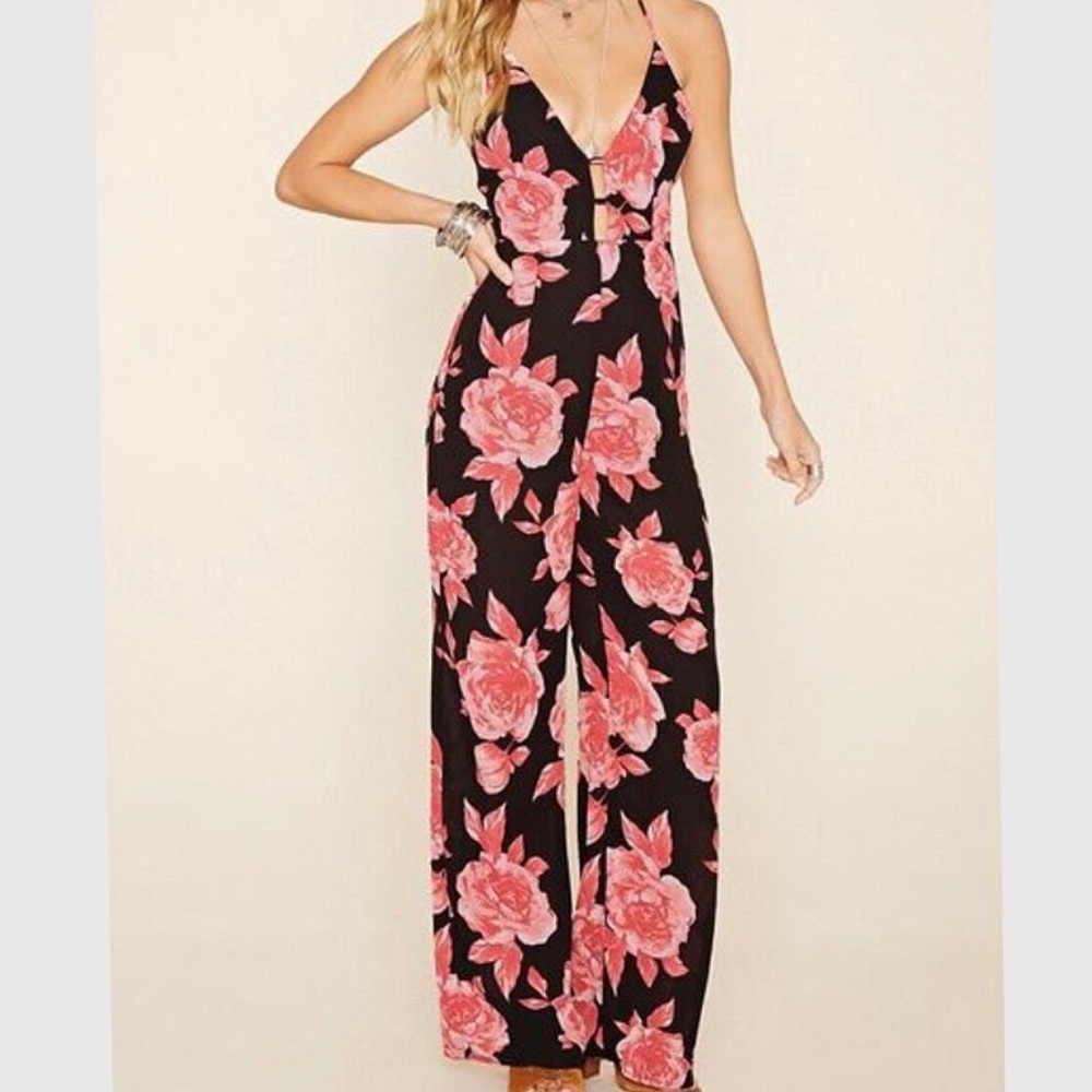 NWT F21 flowy floral jumpsuit